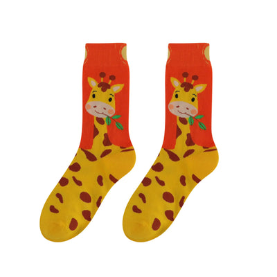WARMVIN Women Novelty Socks for Animal Lover Funny Socks Crazy Socks Fun Socks Gifts for Wife Girl Friend Size 6-11 Giraffe Socks Red Socks for Women