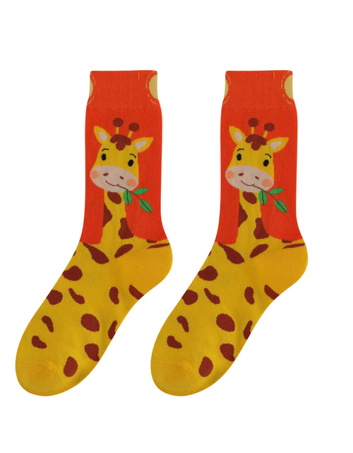 Load image into Gallery viewer, WARMVIN Women Novelty Socks for Animal Lover Funny Socks Crazy Socks Fun Socks Gifts for Wife Girl Friend Size 6-11 Giraffe Socks Red Socks for Women
