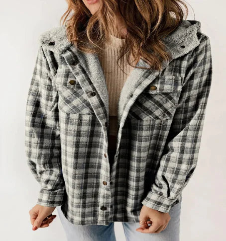 Plaid Hooded Jacket (Single Piece)