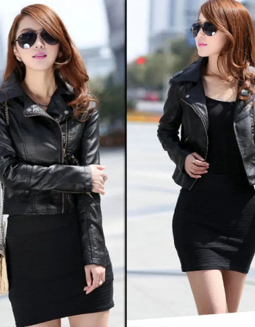Load image into Gallery viewer, Women&#39;s Leather Motorcycle Jacket
