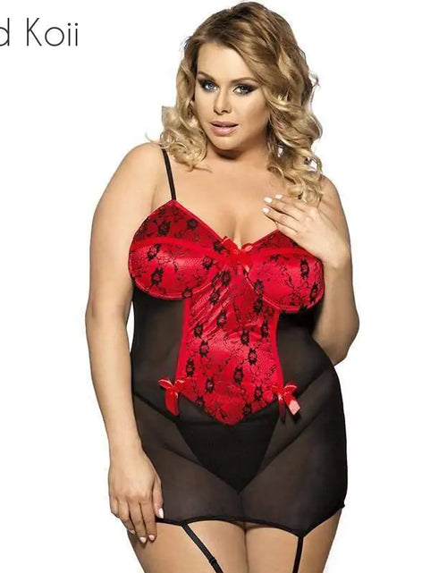 Load image into Gallery viewer, Plus Size Red Lingerie with Garters for Summer
