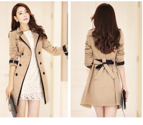 Long Double-Breasted Windbreaker Jacket
