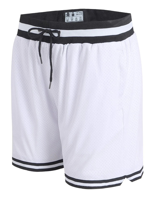 Load image into Gallery viewer, DEHANER Mens Retro Basketball Shorts Mesh Gym Active Athletic Sports Outfits Running Workout Training Pro Club Everlast StreetwearWhite ShortsMen Size Large
