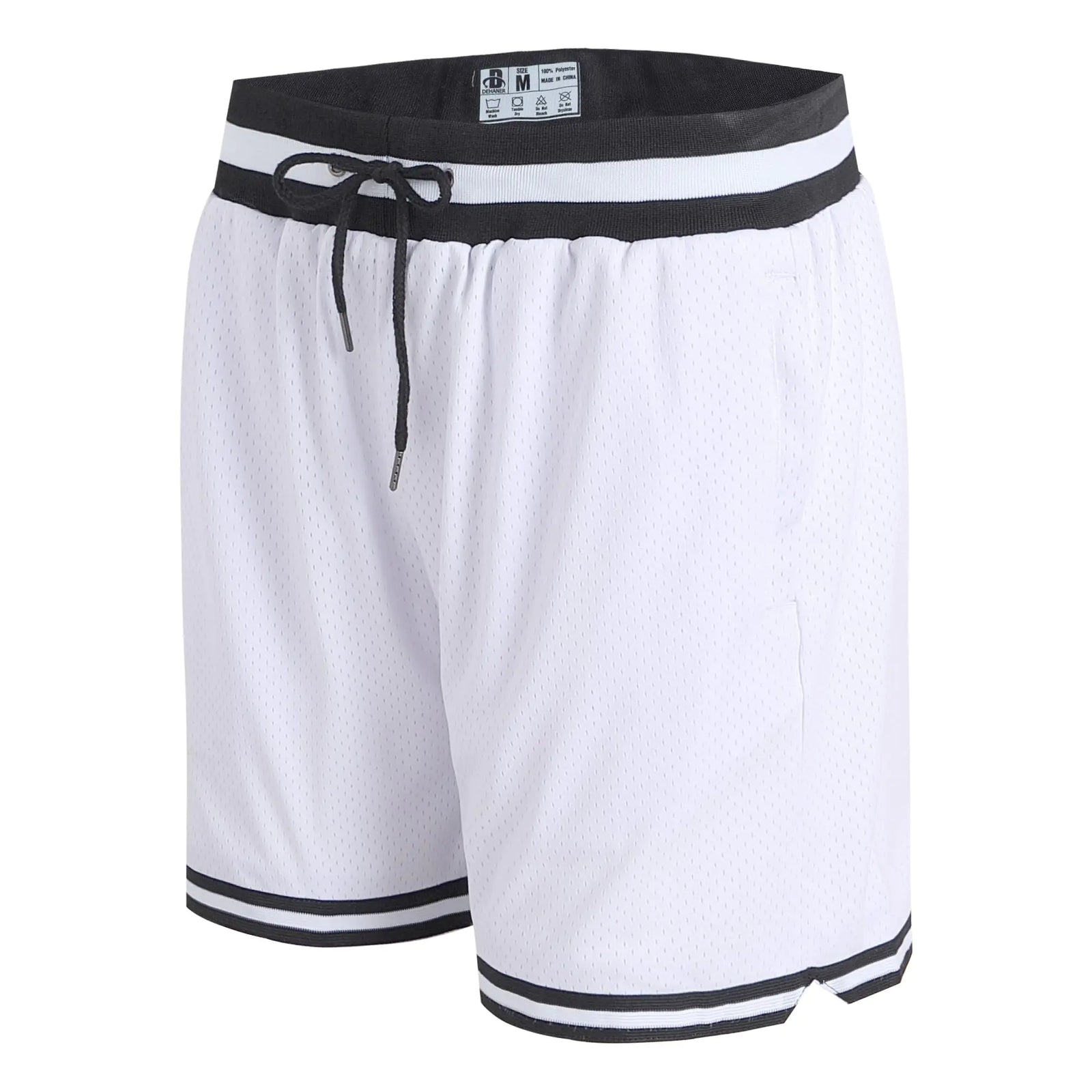 DEHANER Mens Retro Basketball Shorts Mesh Gym Active Athletic Sports Outfits Running Workout Training Pro Club Everlast StreetwearWhite ShortsMen Size Large