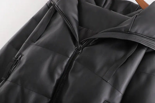 Load image into Gallery viewer, Warm Cotton Jacket, PU Leather Coat, PU Jacket
