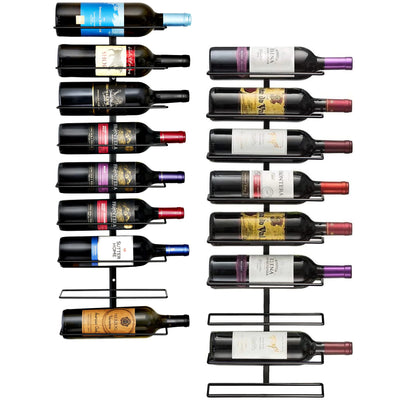 Sorbus Wall Mount Wine Rack - 18 Level Wine Rack Wall Mounted for Wine Bottles Liquor Champagne - Black Metal Wine Bottle Holder for Home Bar