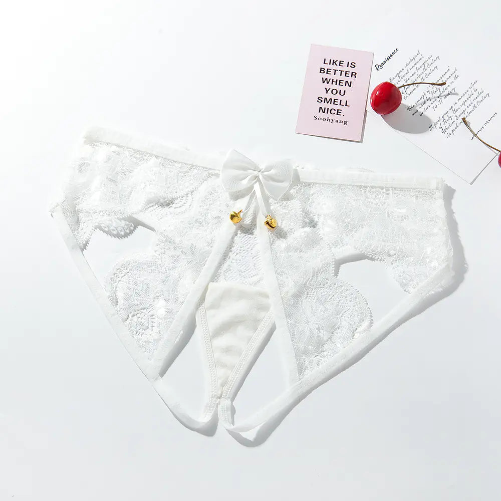 Lencería de encaje negro para mujer Temptation con cascabeles