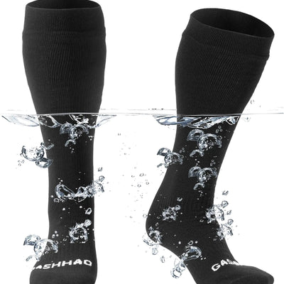 Gash Hao Waterproof Socks Hiking Gear Wading All-Weather Outdoor Sports Fishing Skiing Kayaking Camping Mens And Women（BLACK-XL）