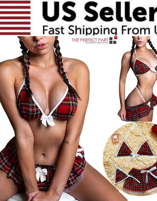 Cargar imagen en el visor de la galería, Lencería sexy de colegiala, vestido de dormir, ropa de noche, lencería, babydoll para mujer, EE. UU.
