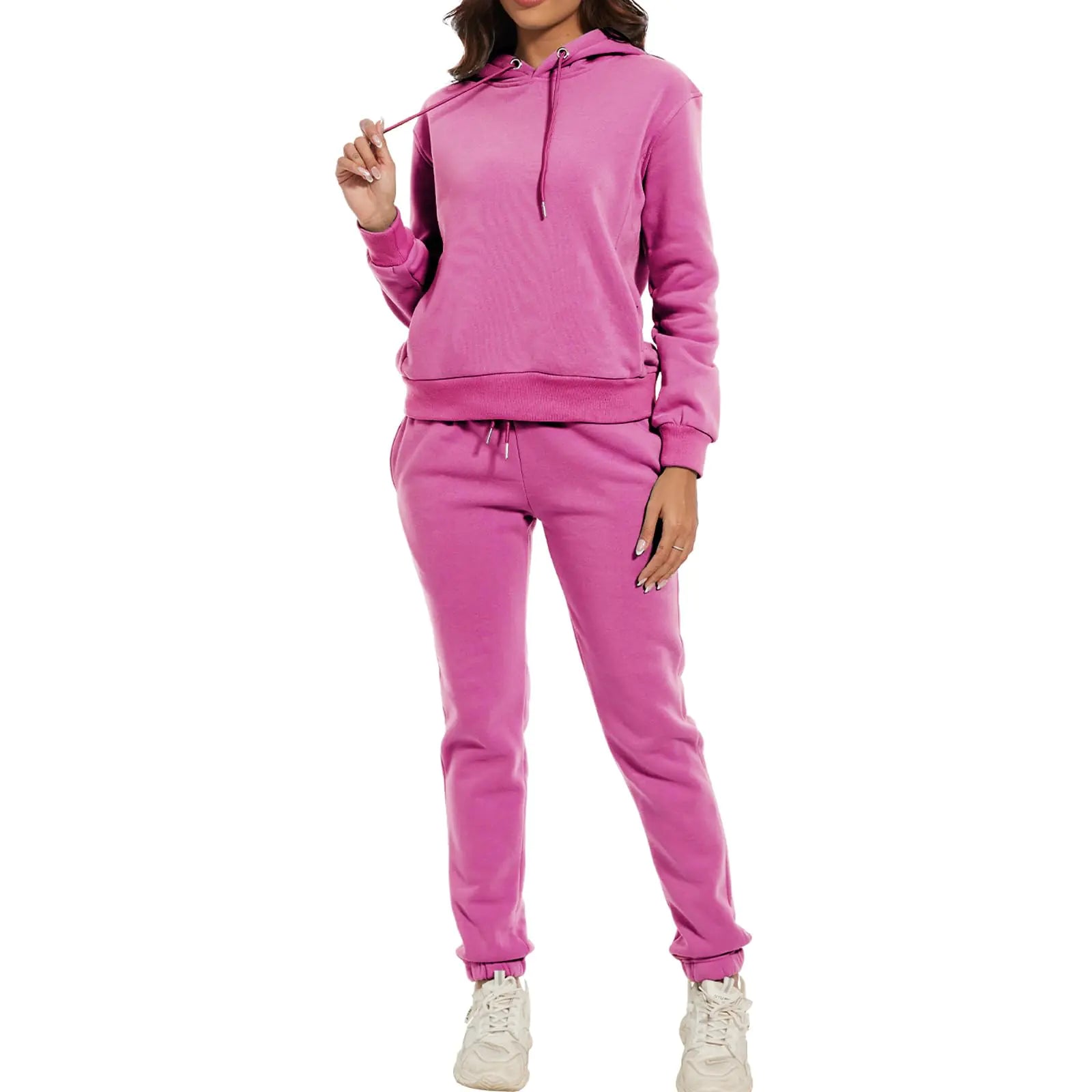 Eylhot Women 2 Piece Sweatsuits Outfits Long Sleeve Tracksuits Hoodies and Jogger Matchign Set Travel Airport Outfits(PinkM)