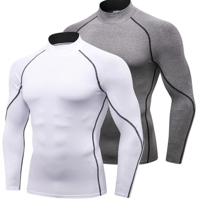 2/3 Pack Mens Compression Shirts Long Sleeve Workout Shirts Mock Turtleneck Athletic Base Layer Active Undershirts Tops