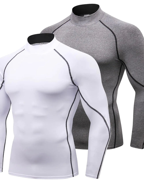 Load image into Gallery viewer, 2/3 Pack Mens Compression Shirts Long Sleeve Workout Shirts Mock Turtleneck Athletic Base Layer Active Undershirts Tops
