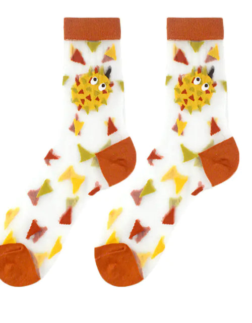 Load image into Gallery viewer, Fashionable Thin Mid Tube Flower Forest Glass Stockings
