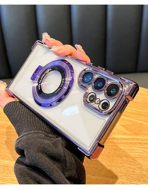 Cargar imagen en el visor de la galería, Funda de teléfono móvil con purpurina y gradiente magnético electrochapado genérico adecuado para la serie Samsung para S22 S23 S24 Ultra Plus (para S22PlusPúrpura)
