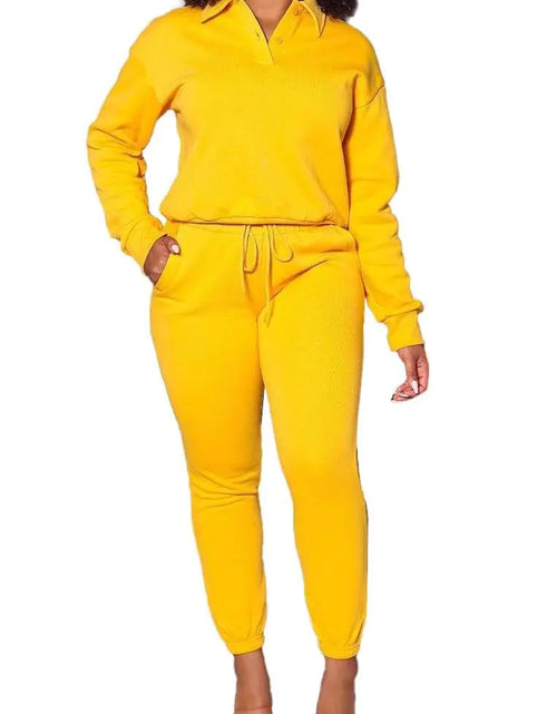 Load image into Gallery viewer, Nimsruc 2 Piece Outfits For Women Sweatsuits Jogging Set Matching Casual Long Sleeve Track Suits Yellow XL
