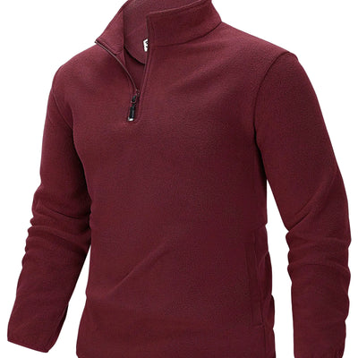 33000ft Mens Quarter-Zip Polar Fleece Jacket Long Sleeve Half Zip Fleece Pullover Sweaters Thermal Golf Sweatshirt