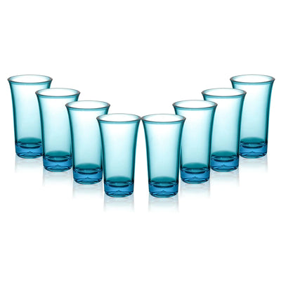 XXIV Solar terms 8 Pcs Acrylic 2 oz Blue Shot Glasses Set- Cute Birthday Plastic Shot Glasses 2oz Bulk Thick Base Great Party Gifts for Adults