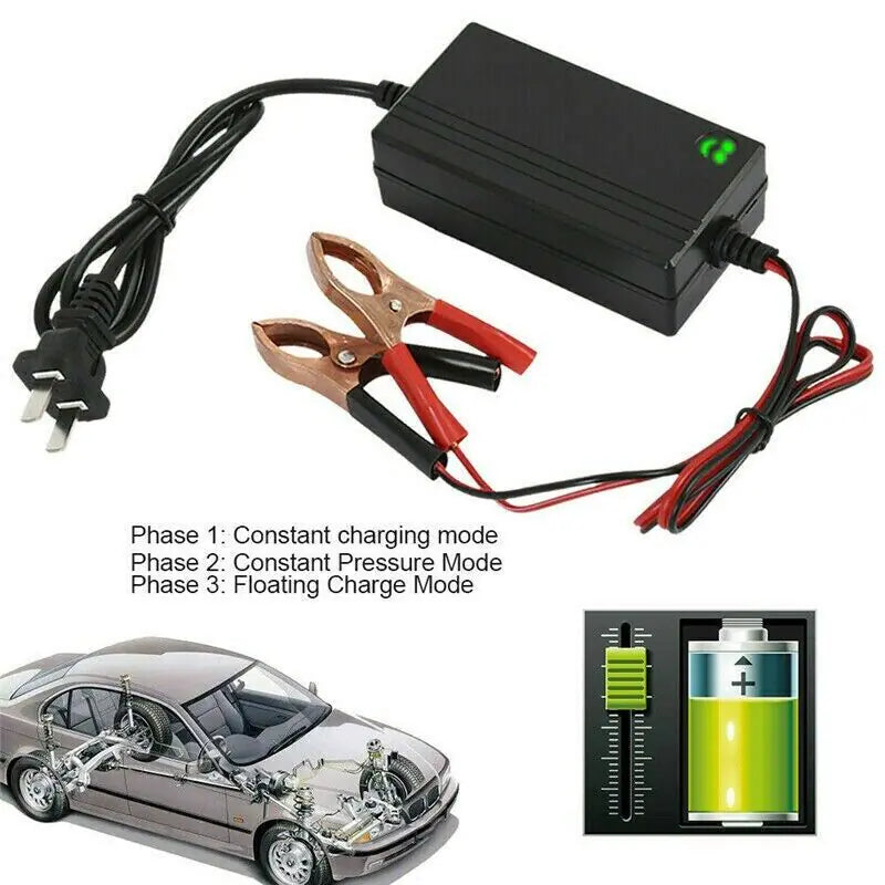 Cargador de batería portátil de 12V para auto, camión, mantenedor de goteo, barco, motocicleta