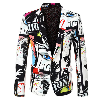 Graffiti Printed Suit Jacket