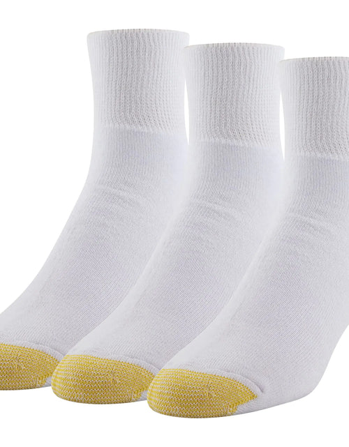 Load image into Gallery viewer, GOLDTOE Mens Non Binding Ankle Socks Multipairs White (3-Pairs) Large
