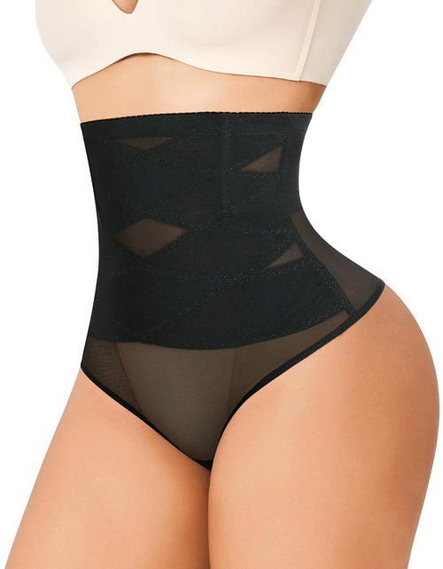 Load image into Gallery viewer, JOSERGO Thong Shapewear Tummy Control Shaping Underwear for Women High Waist Body Shaper - BlackLarge

