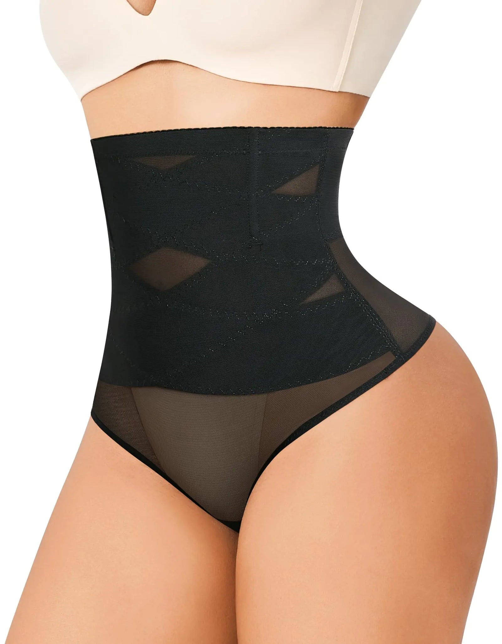 JOSERGO Thong Shapewear Tummy Control Shaping Underwear for Women High Waist Body Shaper - BlackLarge