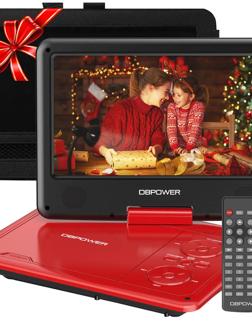 Cargar imagen en el visor de la galería, DBPOWER 11.5" Portable DVD Player 5-Hour Built-in Rechargeable Battery 9" Swivel Screen Support CD/DVD/SD Card/USB Remote Control 1.8 Meter Car Charger Power Adaptor and Car Headrest (Red)
