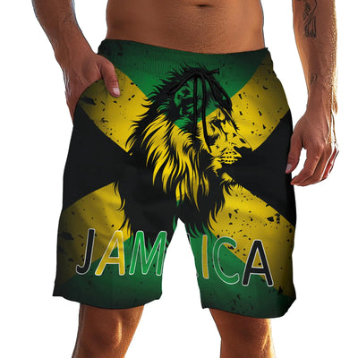 TENGBOKY Funny Mens Swim Trunks Jamaican Swimwear Shorts with Liner Bathing Suits for Men 9 Inch Inseam Swimsuits