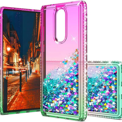 Lothartech para funda Coolpad Legacy. Funda protectora para niñas y mujeres, con purpurina líquida, diamantes y diseño de arena movediza, bonita, para teléfono – Rosa/Aguamarina