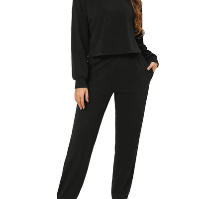 CUPSHE Sweatsuits Women 2 Piece Outfit Matching Sweat Set And Sweatpants Set Women Jogger Sets Tracksuit Womens Black