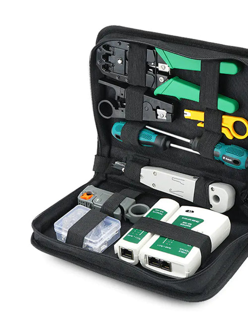 Charger l'image dans la visionneuse de galerie, Kit d'outils pour réseau domestique avec pince à sertir et testeur
