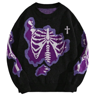 SOLY HUX Mens Sweater Graphic Print Drop Shoulder Long Sleeve Crewneck Pullover Tops Black Graphic Large