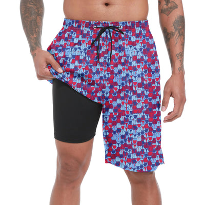 S SOIBOOGS Mens Swim Trunks with Compression Liner Purple Scales Mens Bathing Suit Mens Swimming Trunks 9 inch inseam Mens Board Shorts Swimwear 4 Way Stretch Beach Shorts Quick Dry Swimsuits L