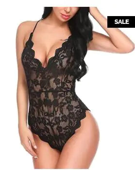 Body en dentelle sans dos - Lingerie transparente pour adultes