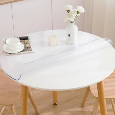 Eisdroma 54 Inch Clear Round Table Cover Protector Clear Round Table Protector for Dining Room Table 1.5mm Thick Round Plastic Table Cover Vinyl Table Protector Waterproof Round Table Pad