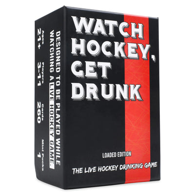 Watch Hockey Get Drunk - The Live Hockey Drinking Game | 260 Cards with a Mini Puck. Perfect for Parties Group Game Day Tailgating. Great Gift for Sports Fans.
