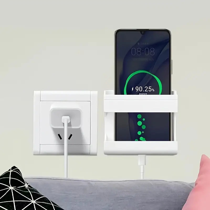 Soporte de teléfono para pared, caja organizadora autoadhesiva