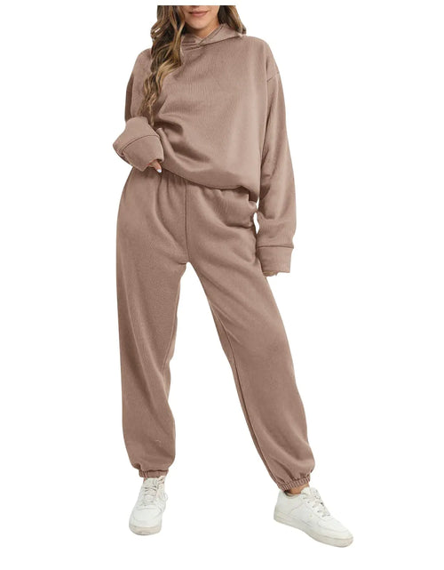 Load image into Gallery viewer, Sweatsuits for Women Two Piece Sets Plus Size Tops Essentials Hoodie With High Waisted Lounge Baggy Sweatpants Workout Sets Hiloday Outfits Oversized Sweatshirts Flowy Bottoms(c#CoffeeSmall)
