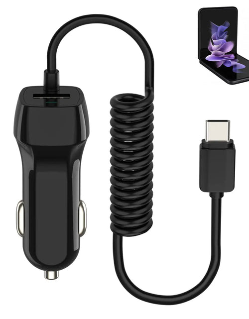 Charger l'image dans la visionneuse de galerie, Chargeur de voiture pour Samsung Galaxy Z Flip 6 Ai Phone Flip 5 5G Flip 4 Flip 3 Fold 6 Fold 5 Fold 4 Fold 3 Fold 2 Câble de charge de voiture Port USB supplémentaire avec câble d'alimentation intégré pour Nokia Switch
