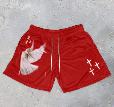 Load image into Gallery viewer, Y2K Christian Angel Cross Print Gym Shorts
