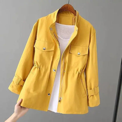 Load image into Gallery viewer, Loose Standing Collar Waist Jacket
