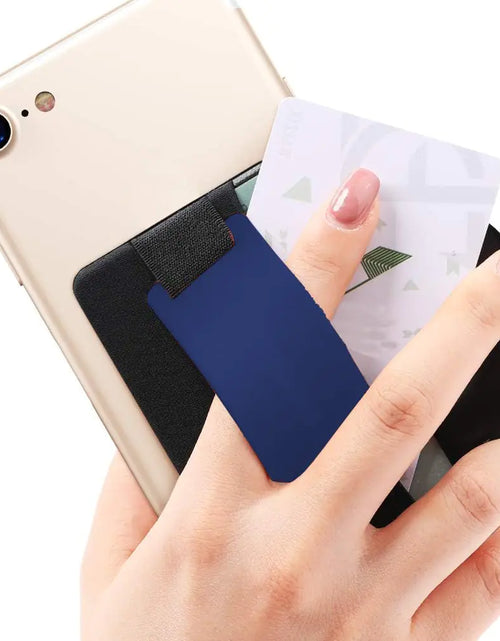 Cargar imagen en el visor de la galería, Mizi Soporte Adhesivo para Billetera de Teléfono con Solapa Tarjetero para la Parte Posterior del Teléfono, Adhesivo para Fundas de iPhone/Android/Samsung Galaxy - Azul
