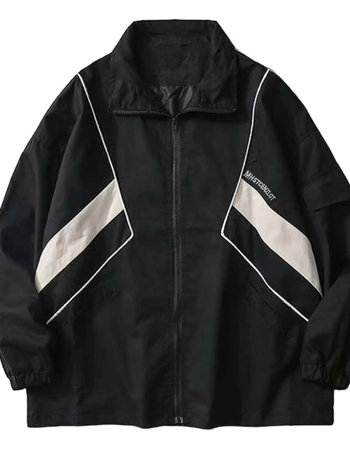 Cargar imagen en el visor de la galería, Wyeysyt Chaqueta rompevientos para mujer con cremallera ligera, estilo Y2K, chaqueta deportiva oversize, ropa Y2k, ropa de abrigo (02Negro-XL)
