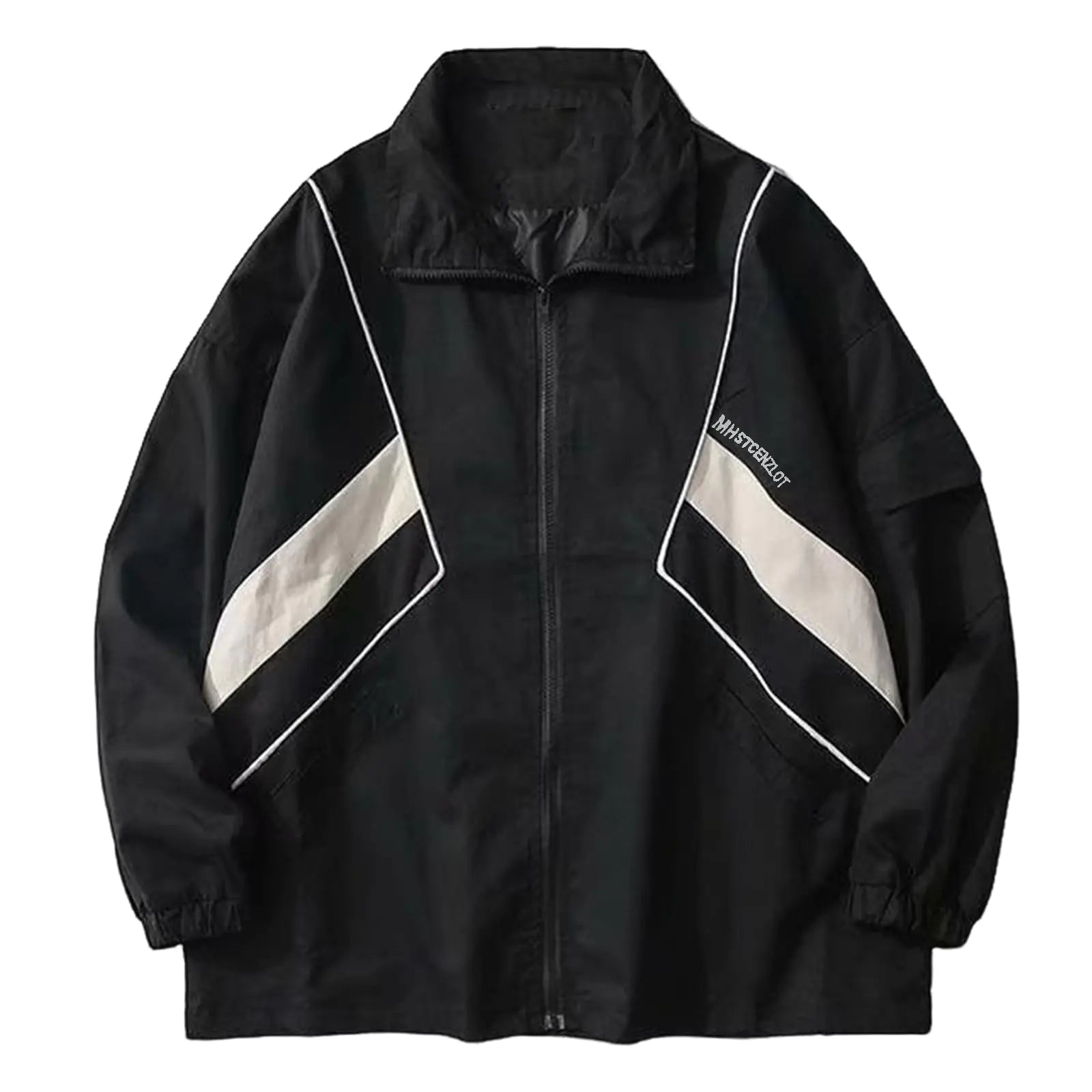 Wyeysyt Chaqueta rompevientos para mujer con cremallera ligera, estilo Y2K, chaqueta deportiva oversize, ropa Y2k, ropa de abrigo (02Negro-XL)