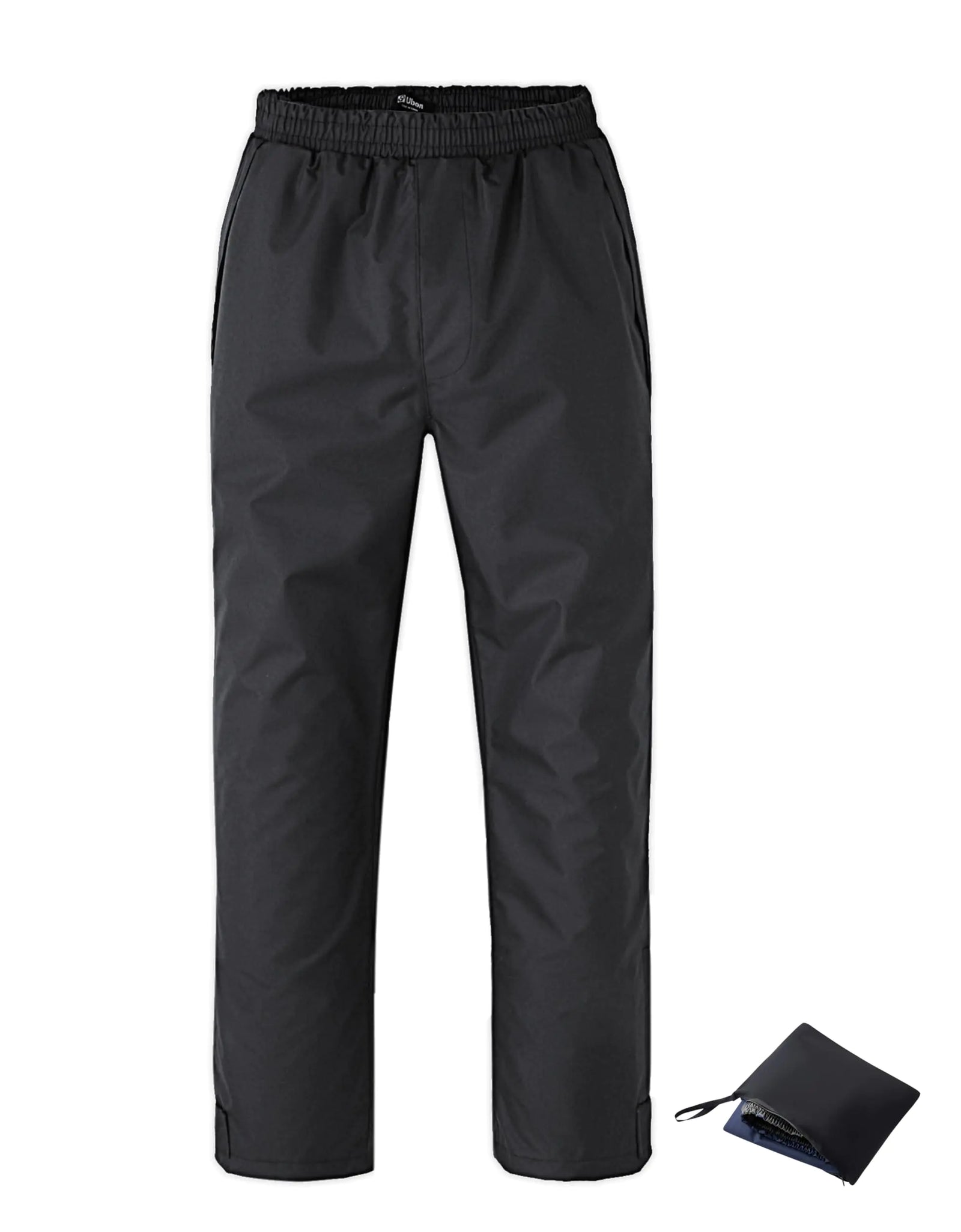 Ubon Pantalones de Lluvia Impermeables para Mujer - Pantalones de Senderismo Plegables para Exteriores, Pantalones de Lluvia para Golf Negros XL