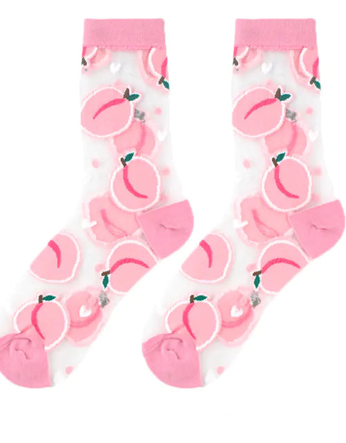 Load image into Gallery viewer, Fashionable Thin Mid Tube Flower Forest Glass Stockings
