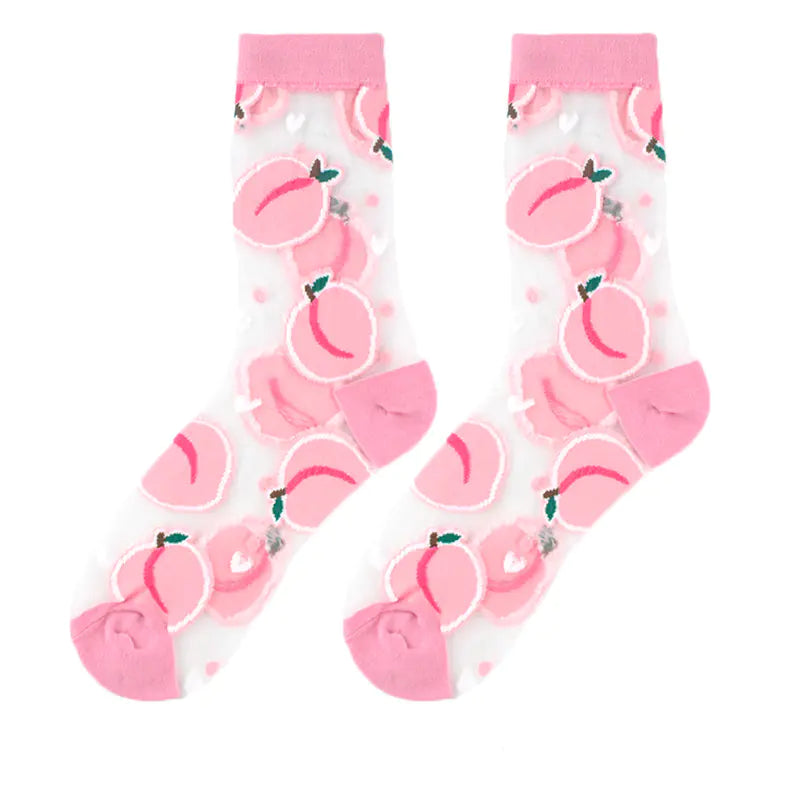 Fashionable Thin Mid Tube Flower Forest Glass Stockings