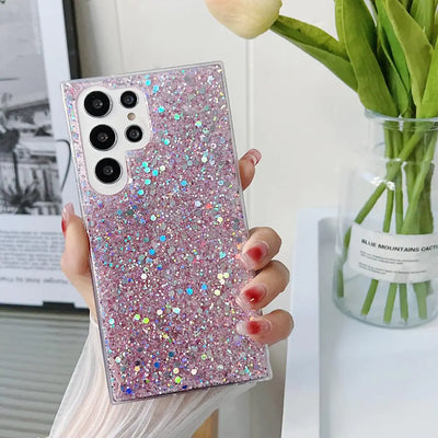Funda MUYEFW para Samsung Galaxy S22 Ultra 6.8 con purpurina para mujeres y niñas, bonita funda protectora (rosa)