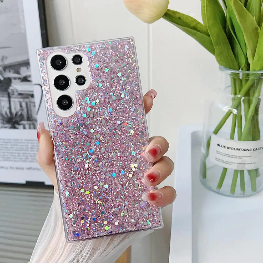 Funda MUYEFW para Samsung Galaxy S22 Ultra 6.8 con purpurina para mujeres y niñas, bonita funda protectora (rosa)