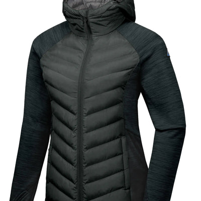 Mapamyumco Womens Insulated Hiking Jacket Thermal Running Hybrid Jacket Hooded Jacket Lightweight Breathable and Warm Black S